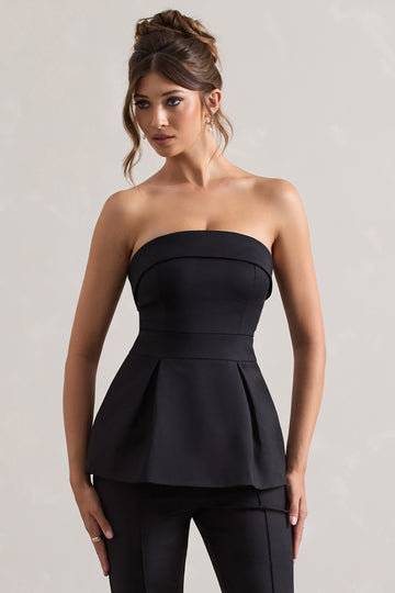 Arrow Black Strapless Tailored Top